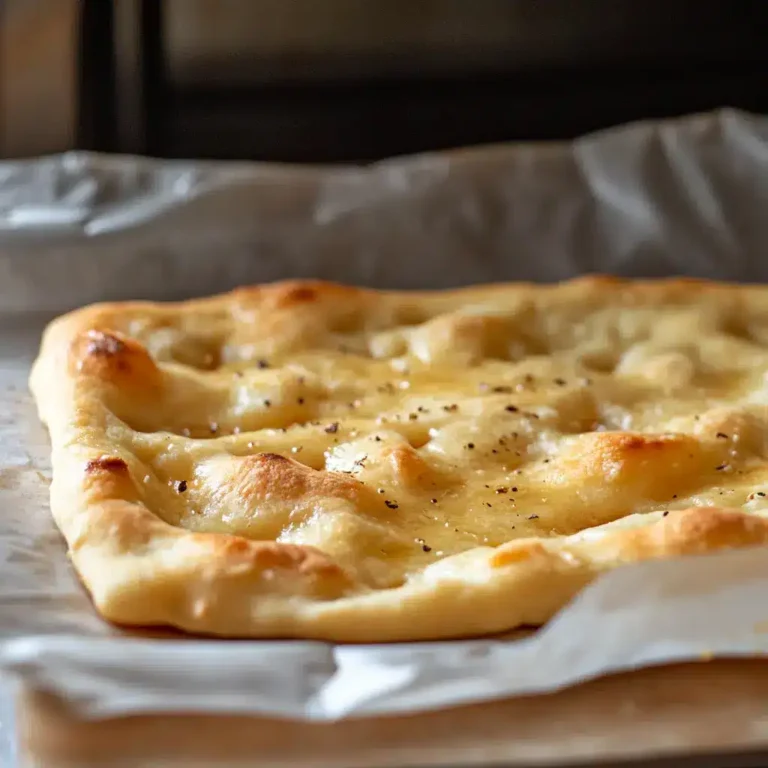 Cottage cheese flatbread bubbling and baking in the oven