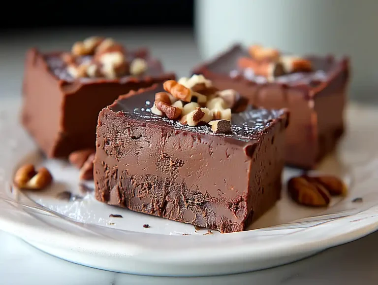 cottage cheese fudge Cottage cheese fudge dessert served on a plate