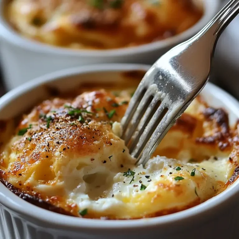 Close-up of cottage cheese baked eggs showing fluffy texture and melted creamy curds
