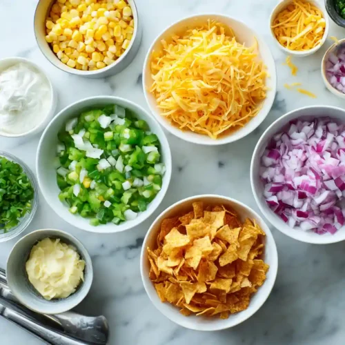 Corn salad Paula Deen ingredients : corn, cheese, peppers, Fritos, mayo