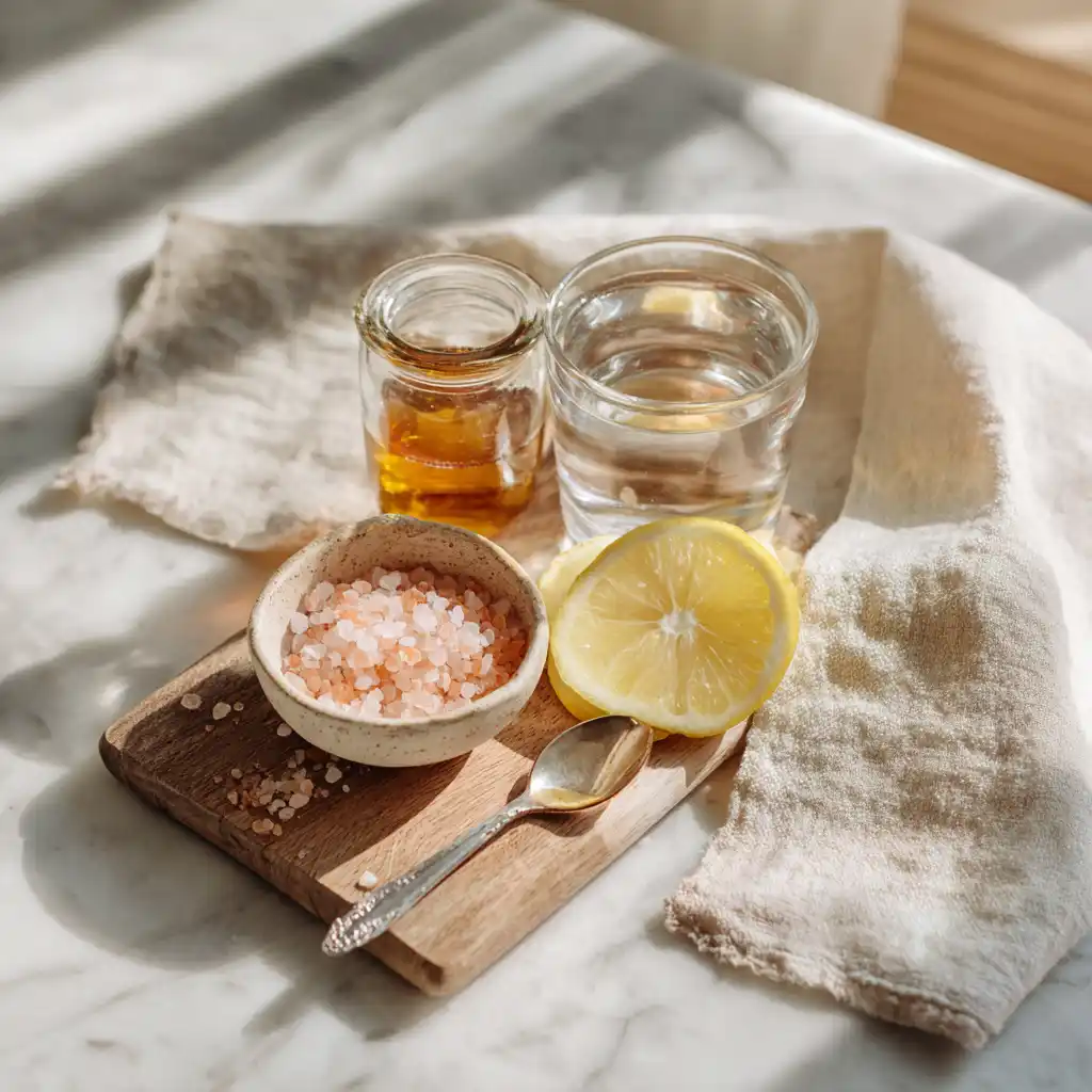 pink salt trick recipe ingredients with lemon and ACV