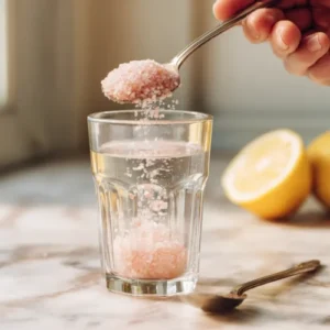 Adding Himalayan pink salt to water