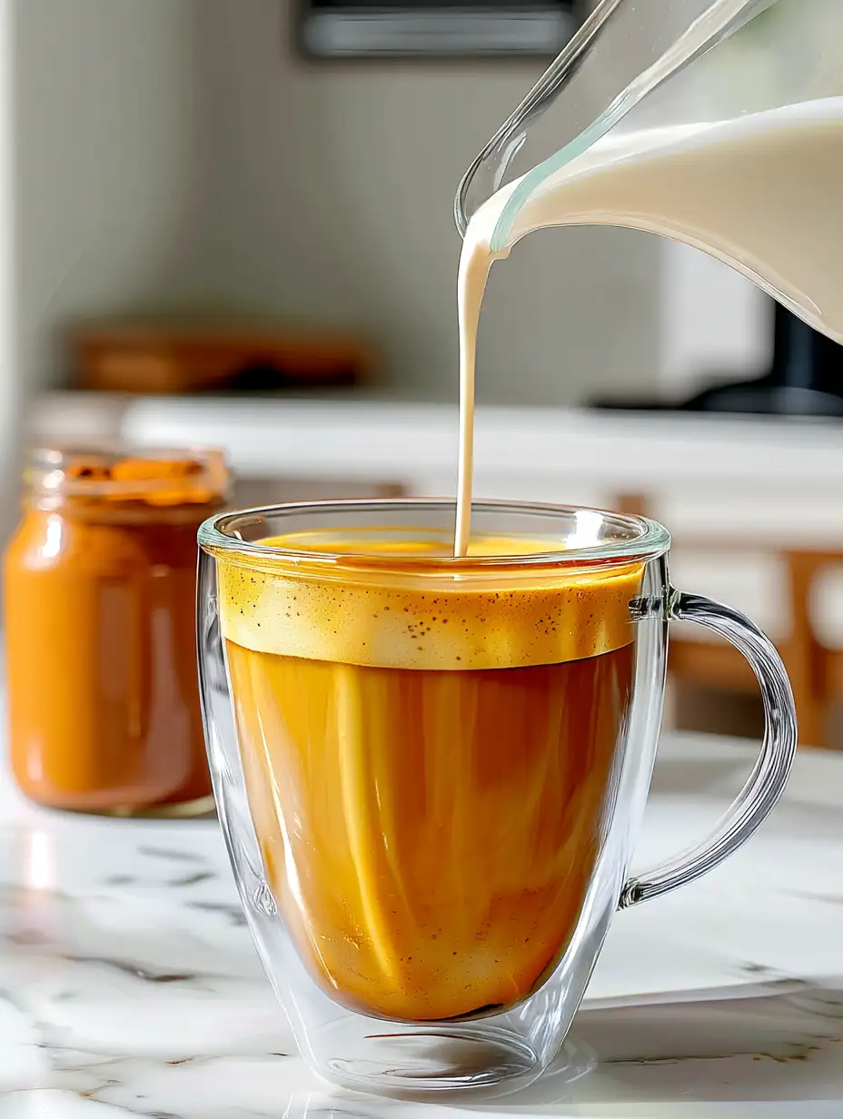 Blending and heating the pumpkin chai latte mixture