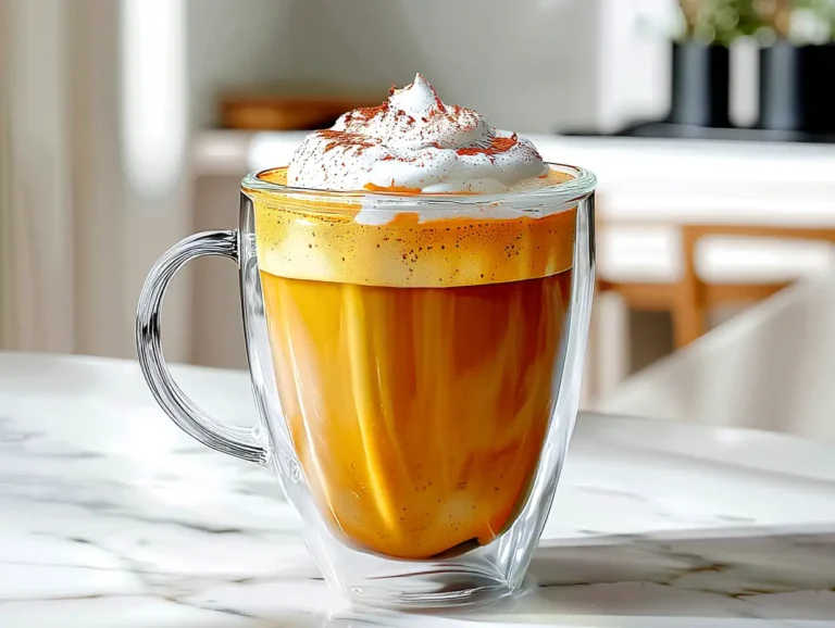 Healthy pumpkin chai latte in a cozy fall cup