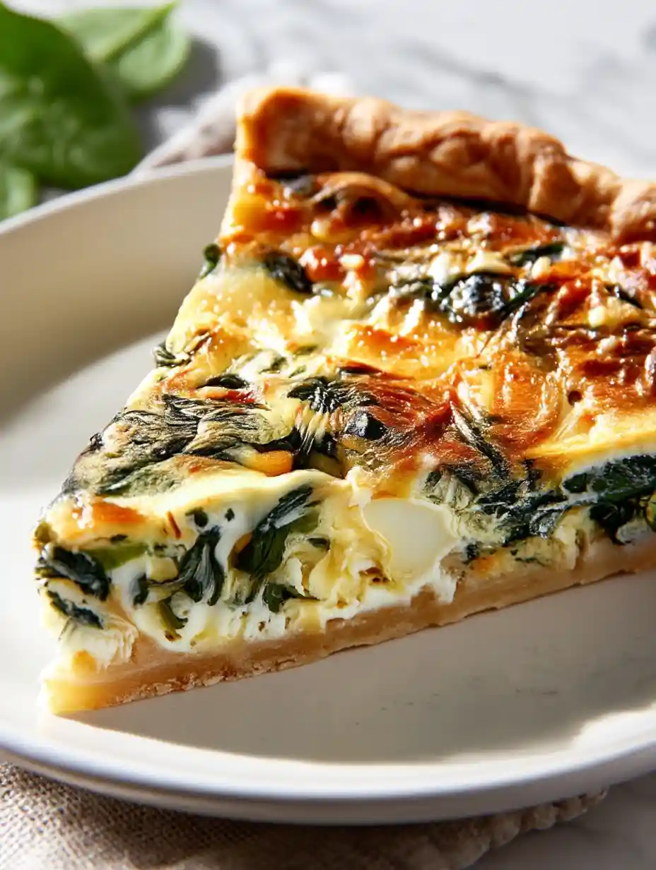 quiche florentine recipe with spinach, eggs, and golden crust for brunch