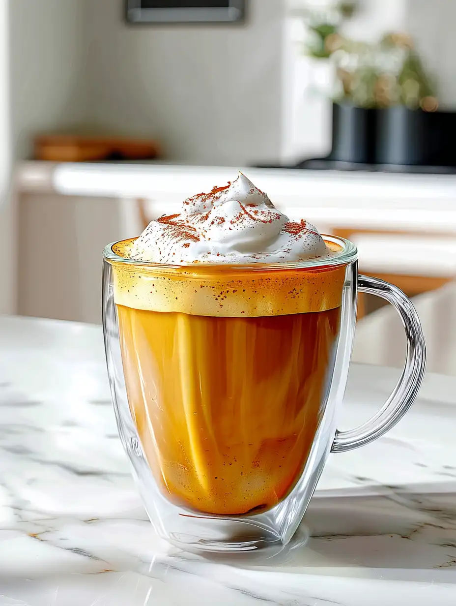 Serving a pumpkin chai latte with garnish and cold foam
