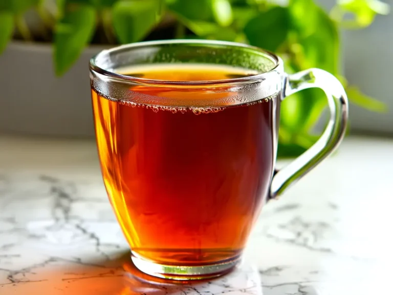 Hot black tea in a glass cup