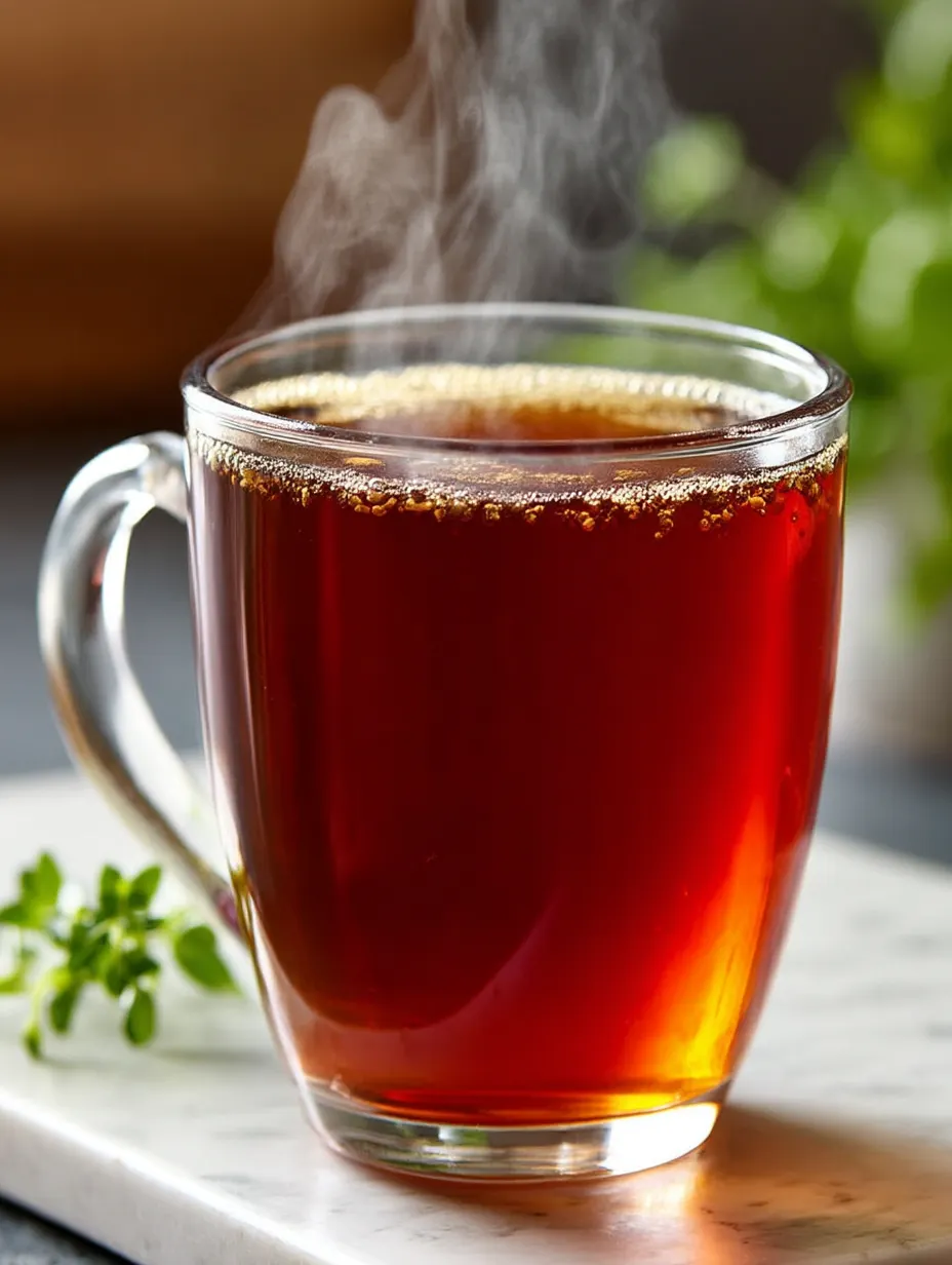 Wellness drinks: steaming black tea served in a clear glass mug.