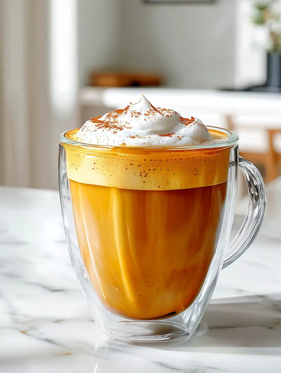 Healthy pumpkin chai latte in a cozy fall cup