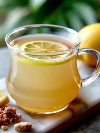 ginger lemon honey tea in clear glass