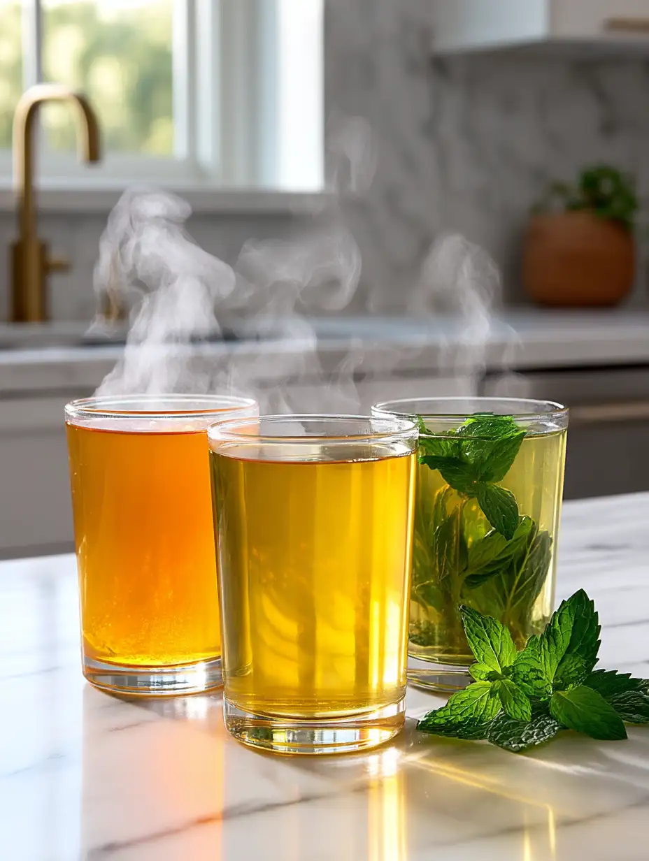 three glasses of ginger tea variations