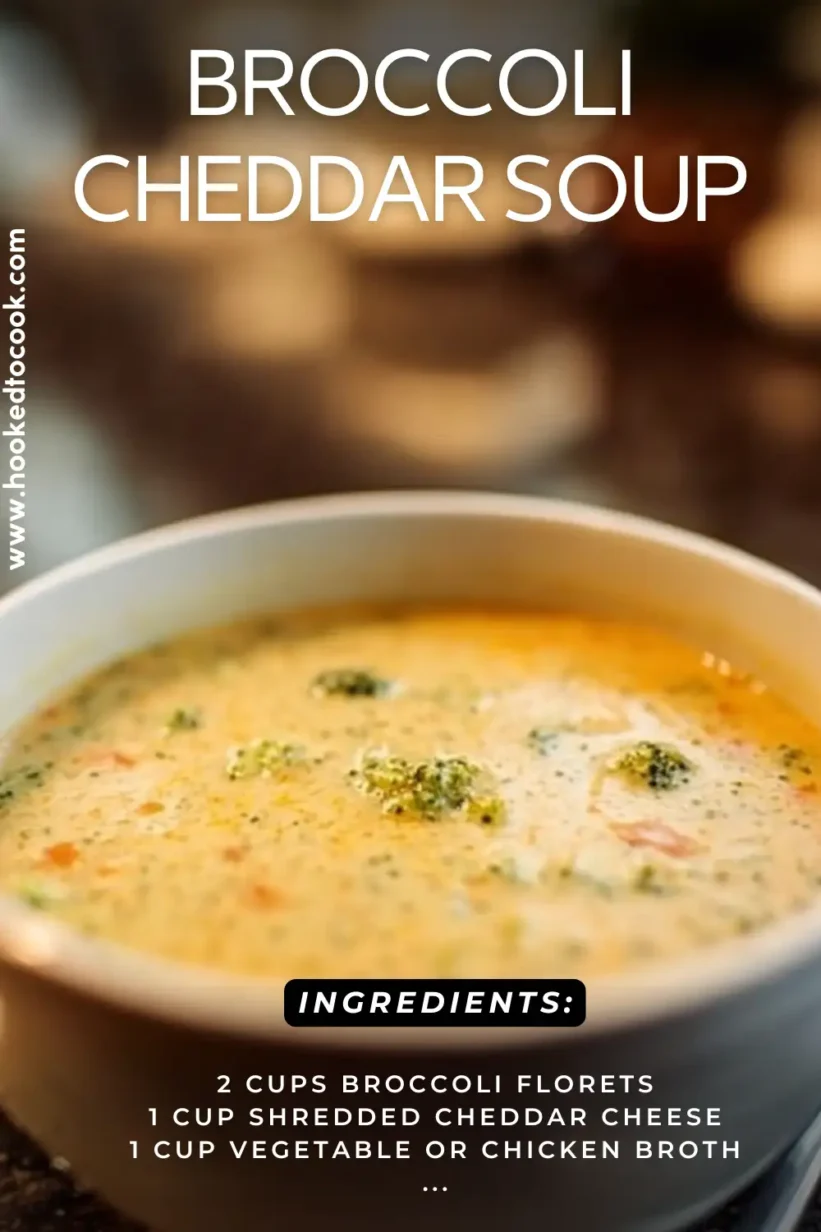 Broccoli Cheddar Soup with creamy cheese base and broccoli pieces in a white bowl