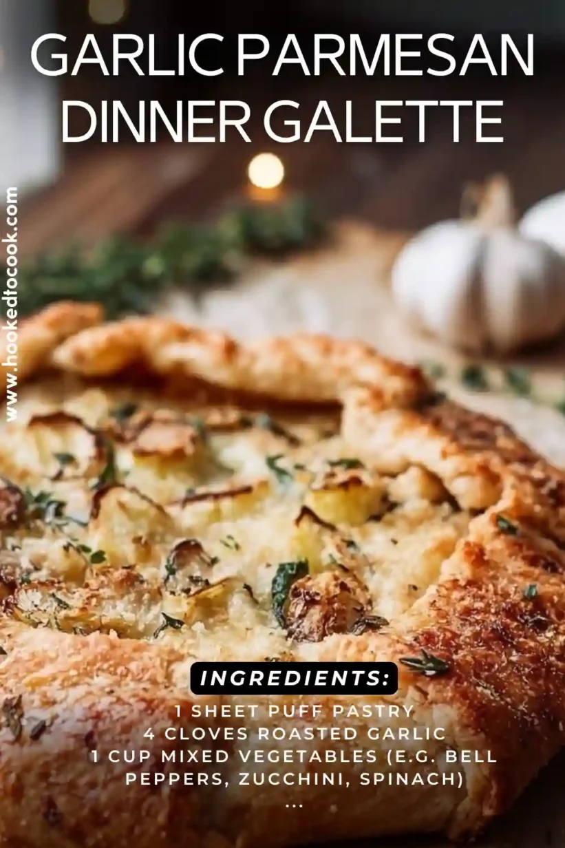 Garlic Parmesan Dinner Galette with golden crust, mushrooms, and zucchini filling