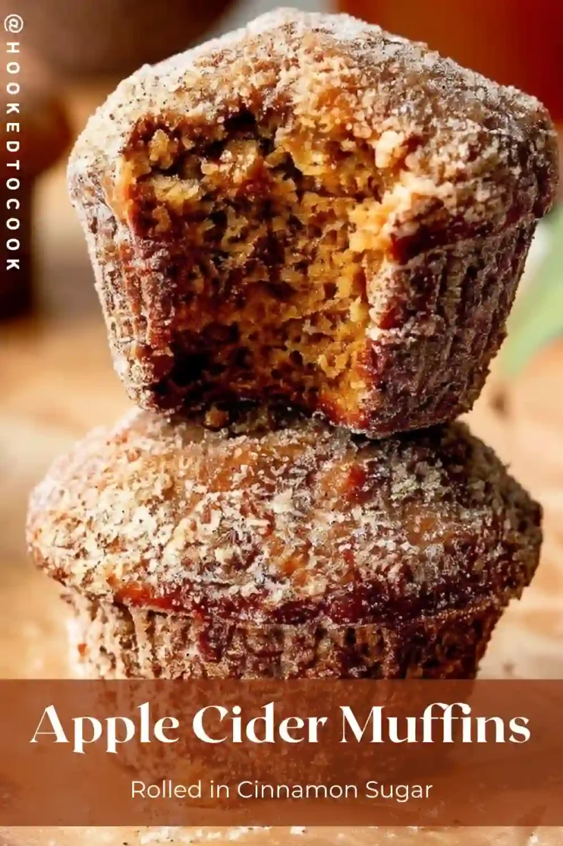 apple cider muffins coated in cinnamon sugar with soft moist crumb