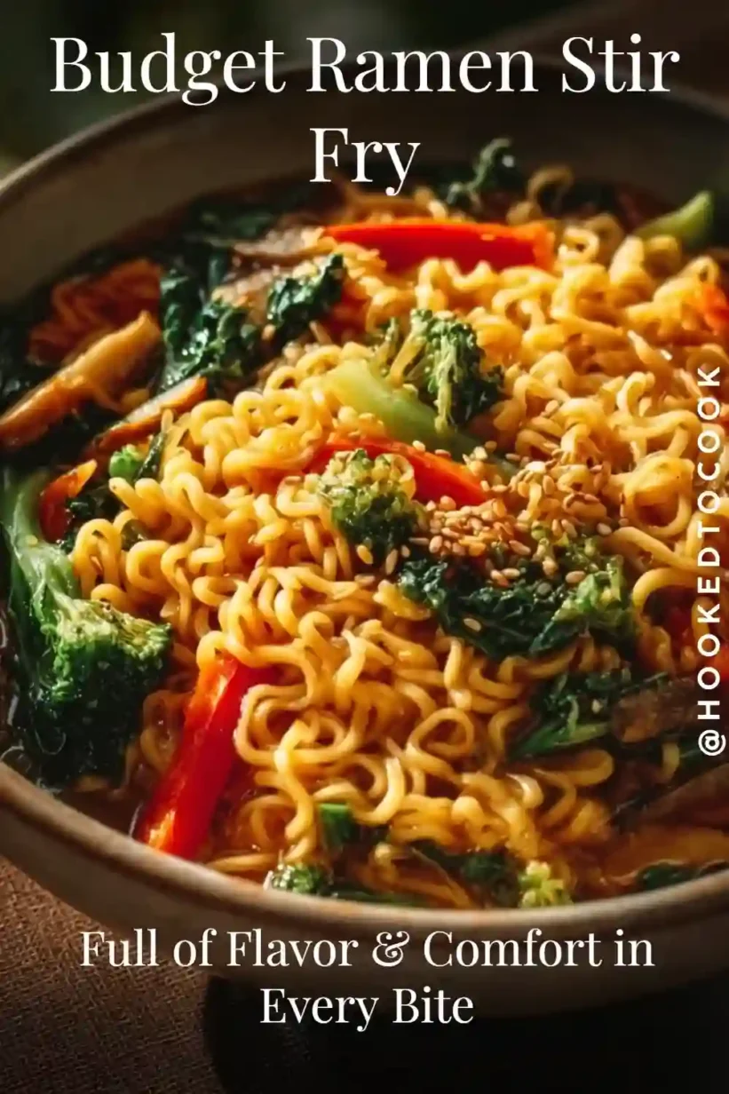 Budget Ramen Stir Fry with vibrant vegetables