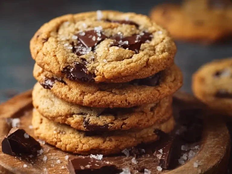 Freshly baked chocolate chip cookies placed on a cooling rack