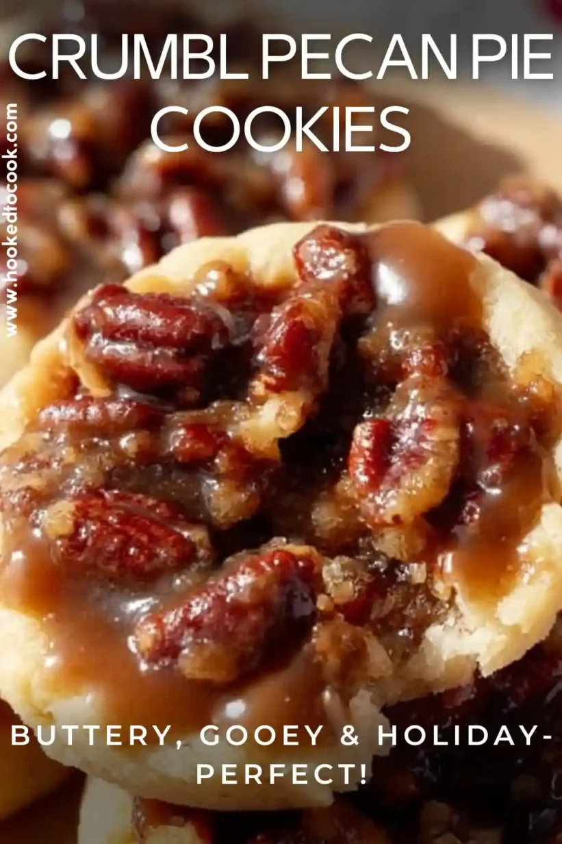 Crumbl Pecan Pie Cookies stacked with gooey brown sugar pecan topping and buttery soft cookie base.