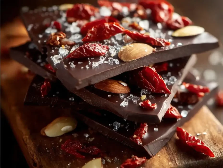 Delicious ghost pepper chocolate bark with a spicy kick