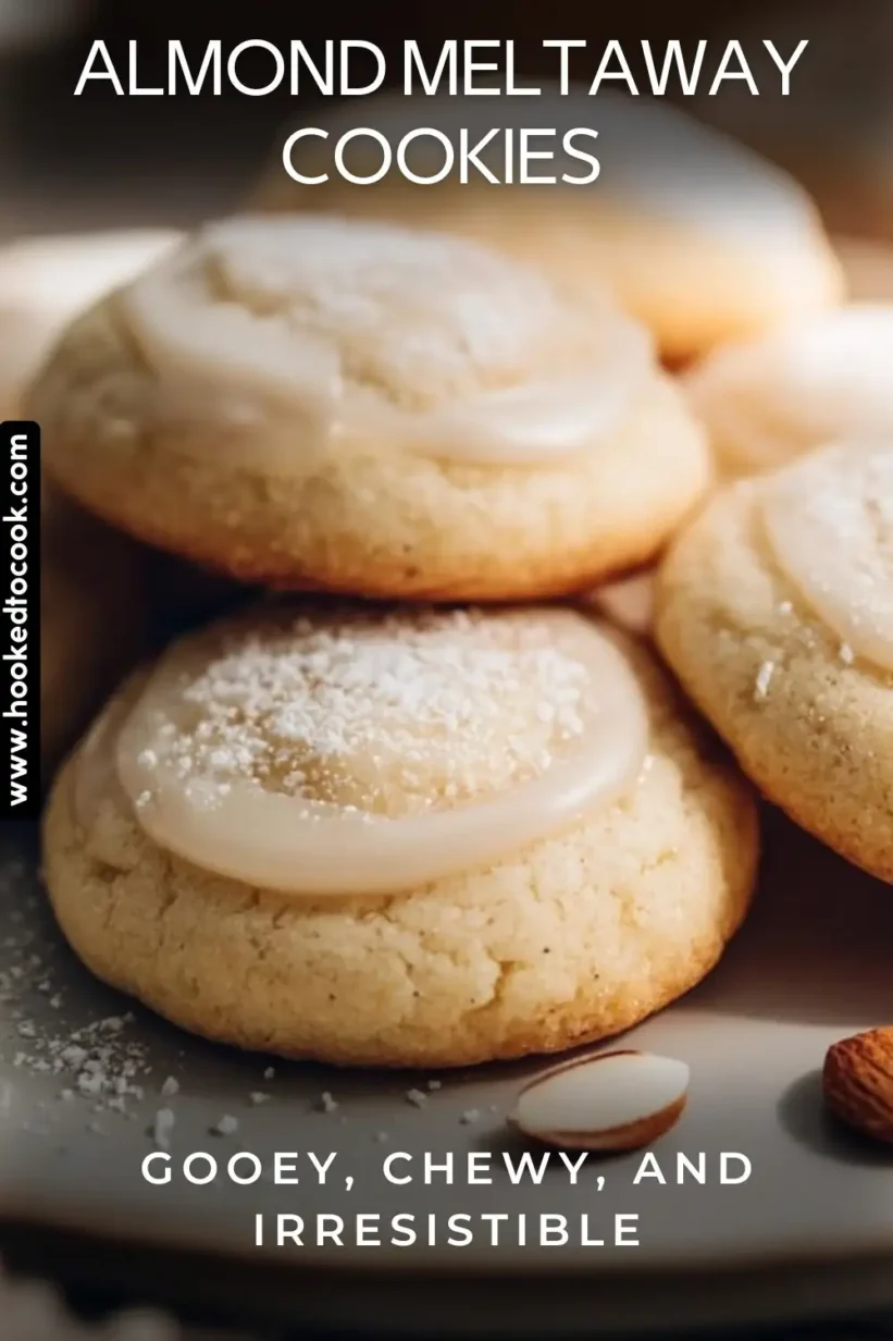 Beautifully arranged Almond Meltaway Cookies dusted with powdered sugar.