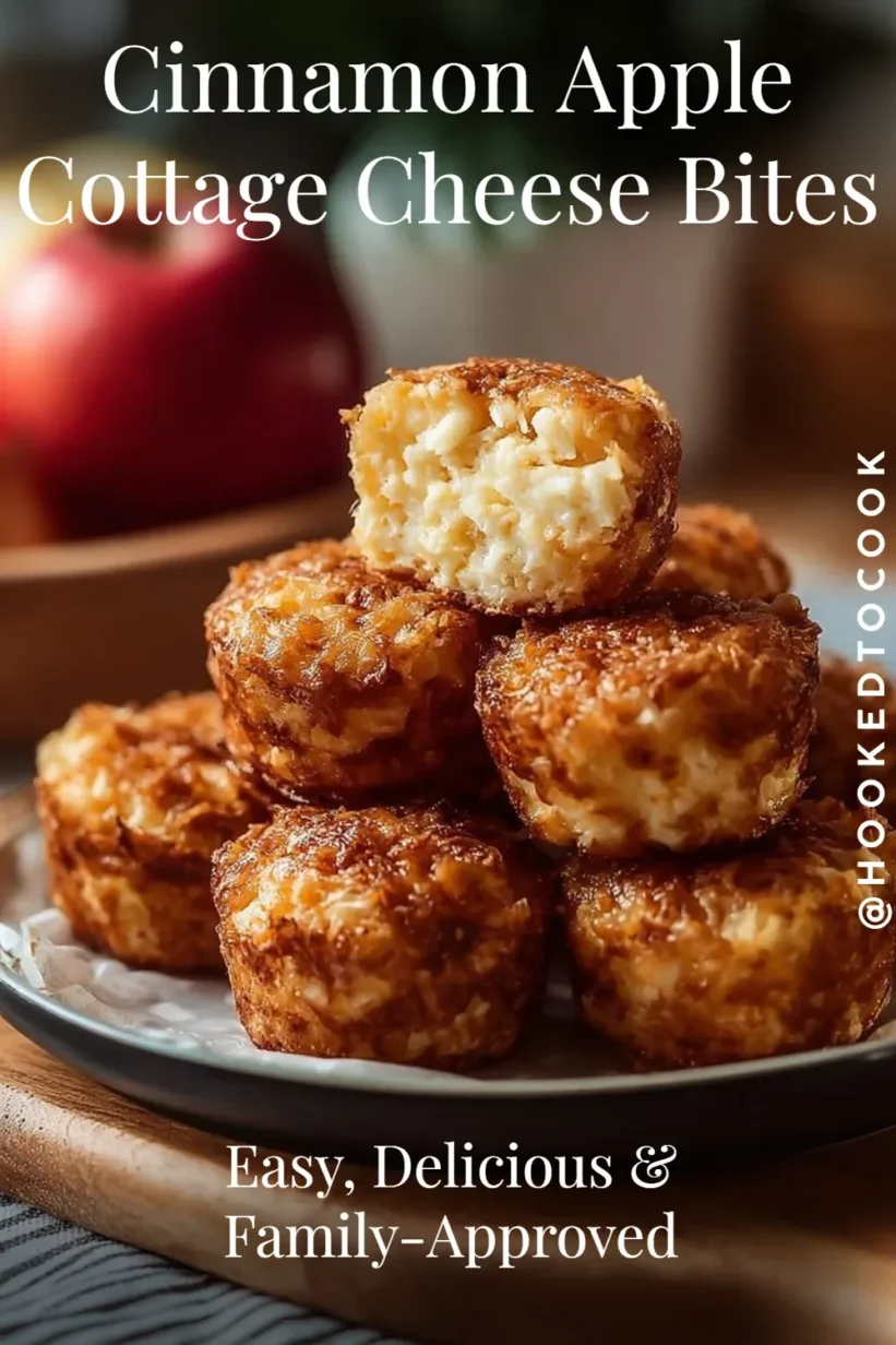 Cinnamon apple cottage cheese bites baked until golden brown, with crispy edges and moist centers.