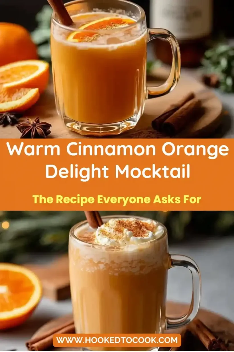 Warm Cinnamon Orange Delight Mocktail in mugs with orange slices and cinnamon sticks