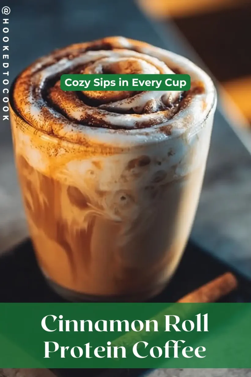 A delightful Cinnamon Roll Protein Coffee topped with whipped cream.