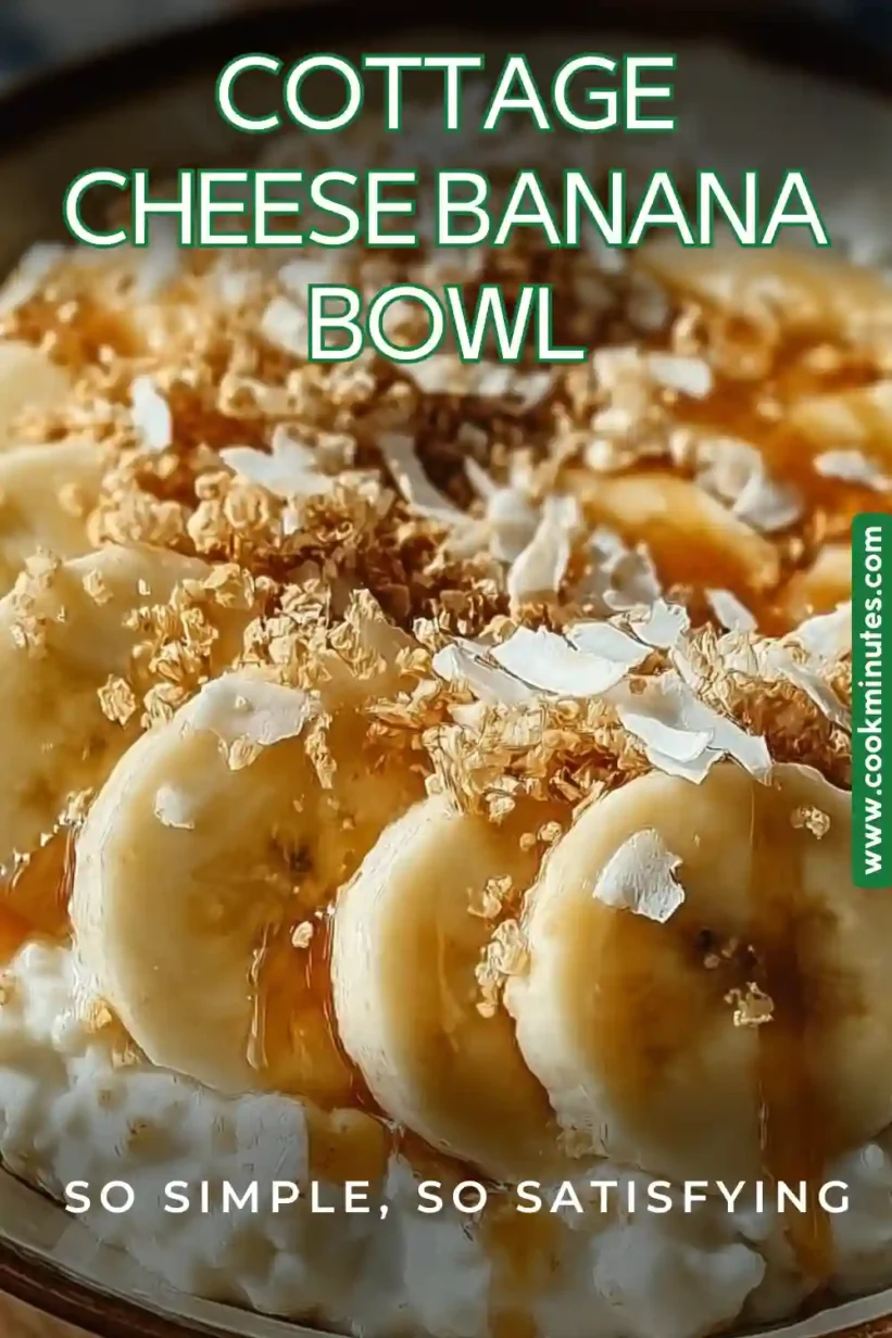 Creamy Cottage Cheese Banana Bowl topped with fresh berries and granola.