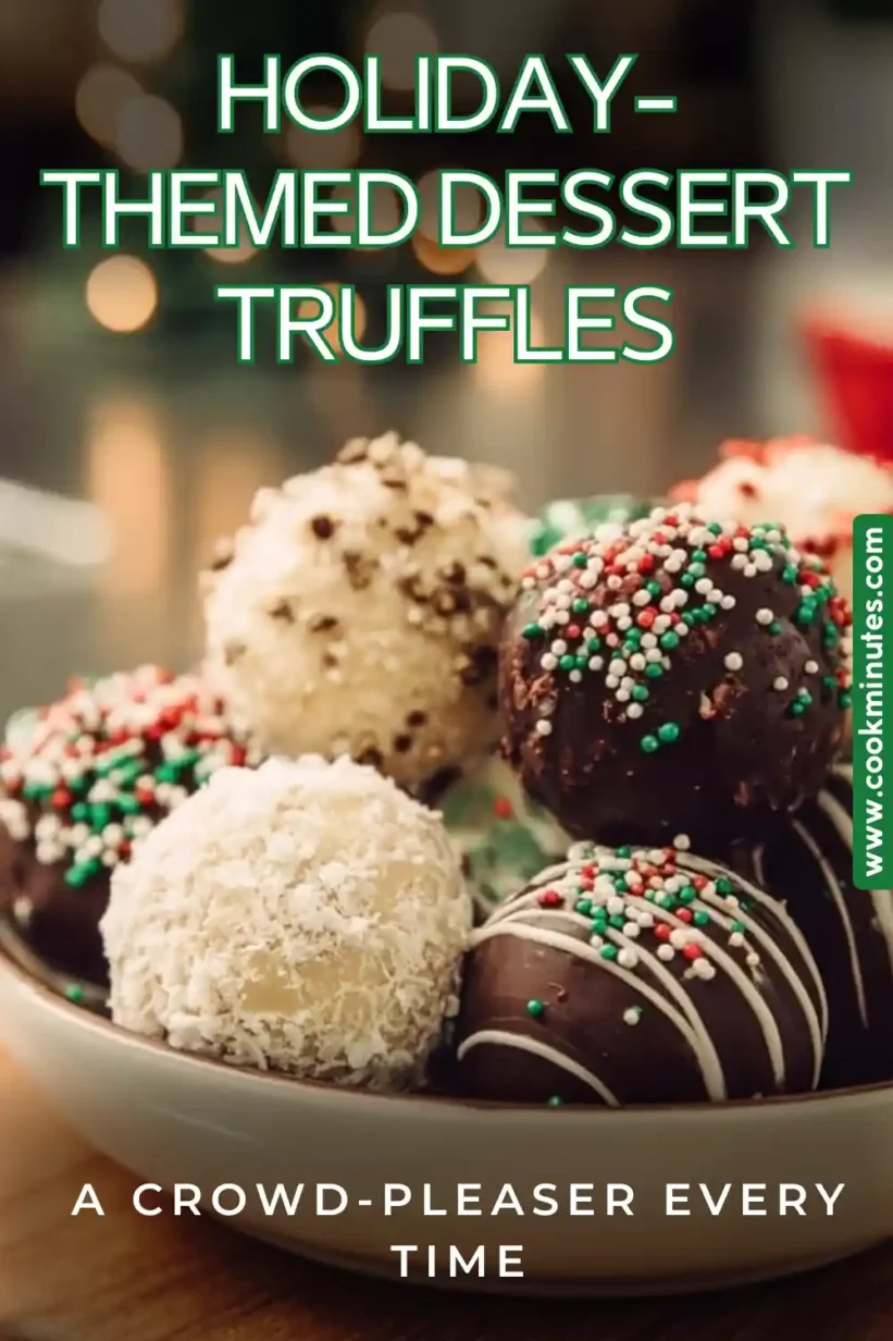 Delicious Holiday-themed Dessert Truffles coated in chocolate with festive sprinkles
