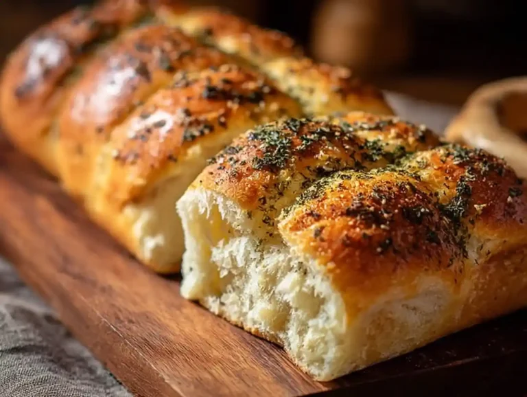 Freshly baked Italian Herbs and Cheese Bread with herbs and cheese topping.
