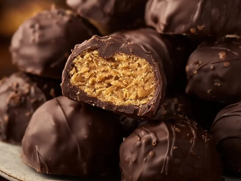 Peanut Butter Truffles with Rice Krispies on a plate