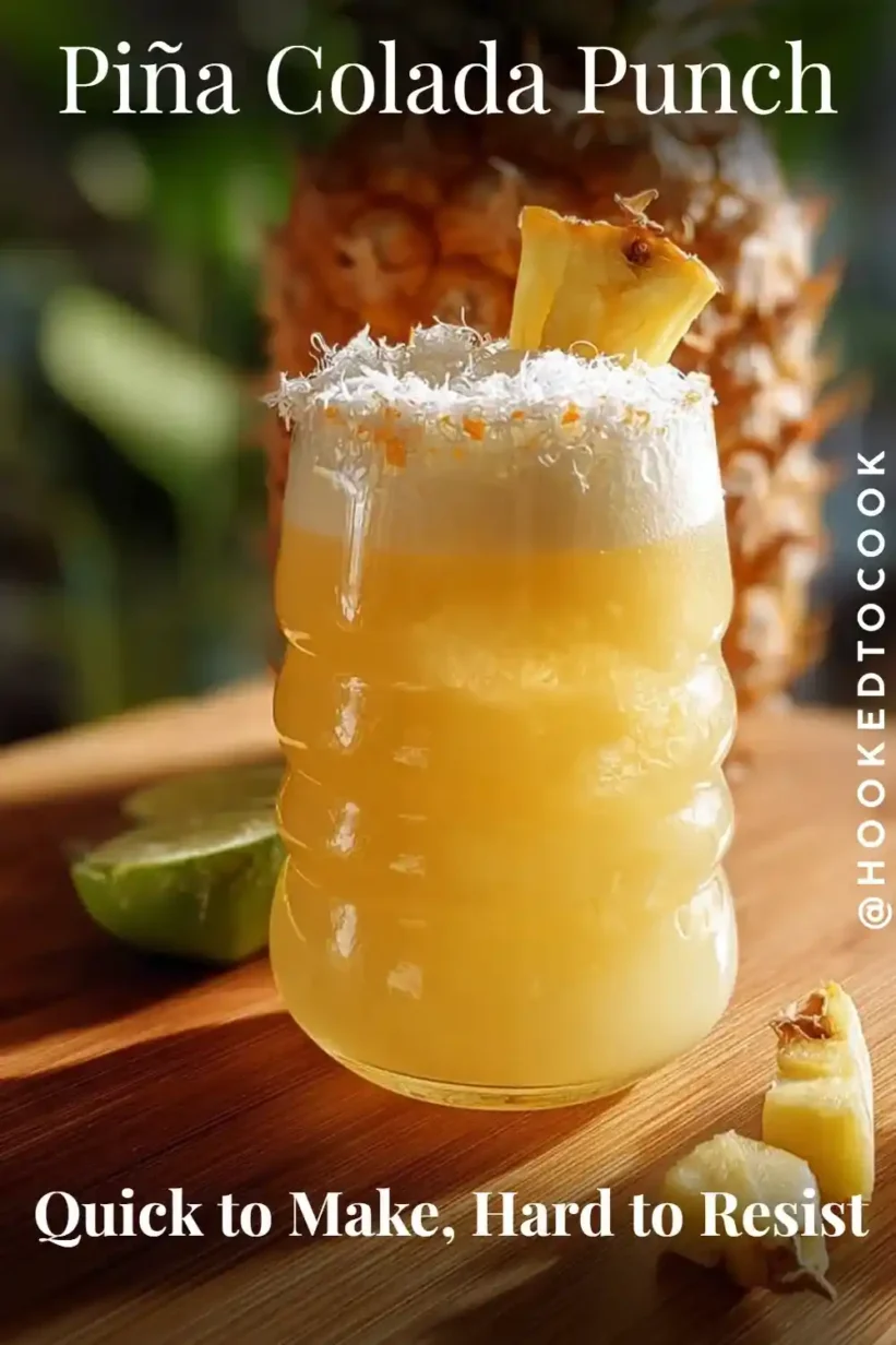 Easy Non Alcoholic Piña Colada Punch with pineapple & coconut