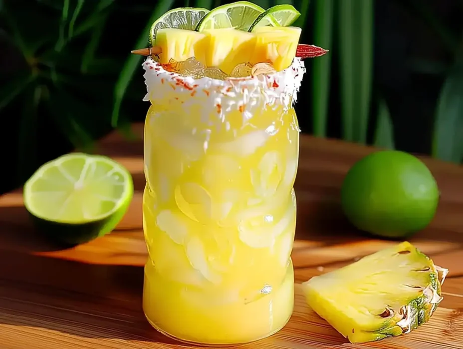 Creamy Non Alcoholic Piña Colada Punch with pineapple & coconut