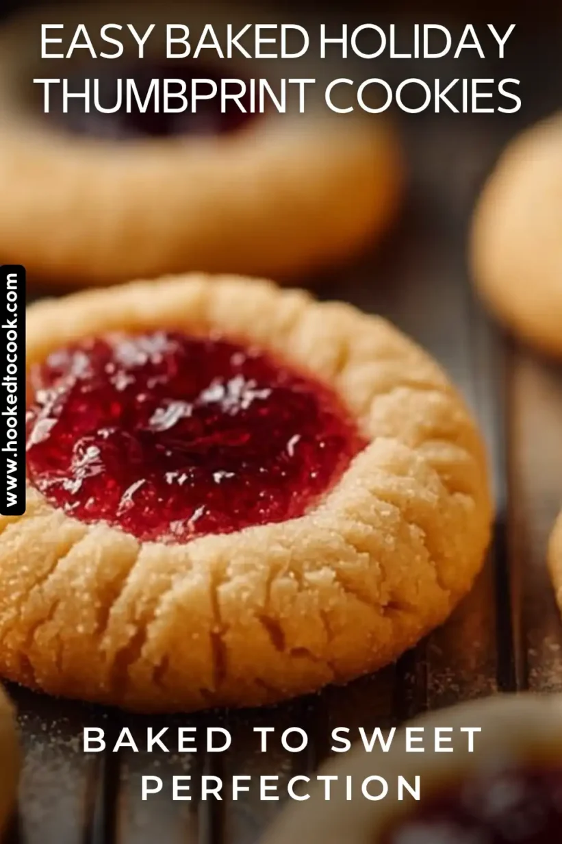 A platter of Easy Baked Holiday Thumbprint Cookies filled with colorful jam.