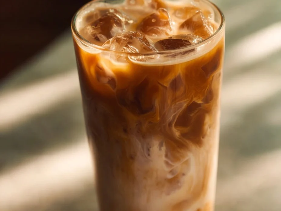 A refreshing Vanilla Maple Protein Iced Coffee served in a glass with ice.