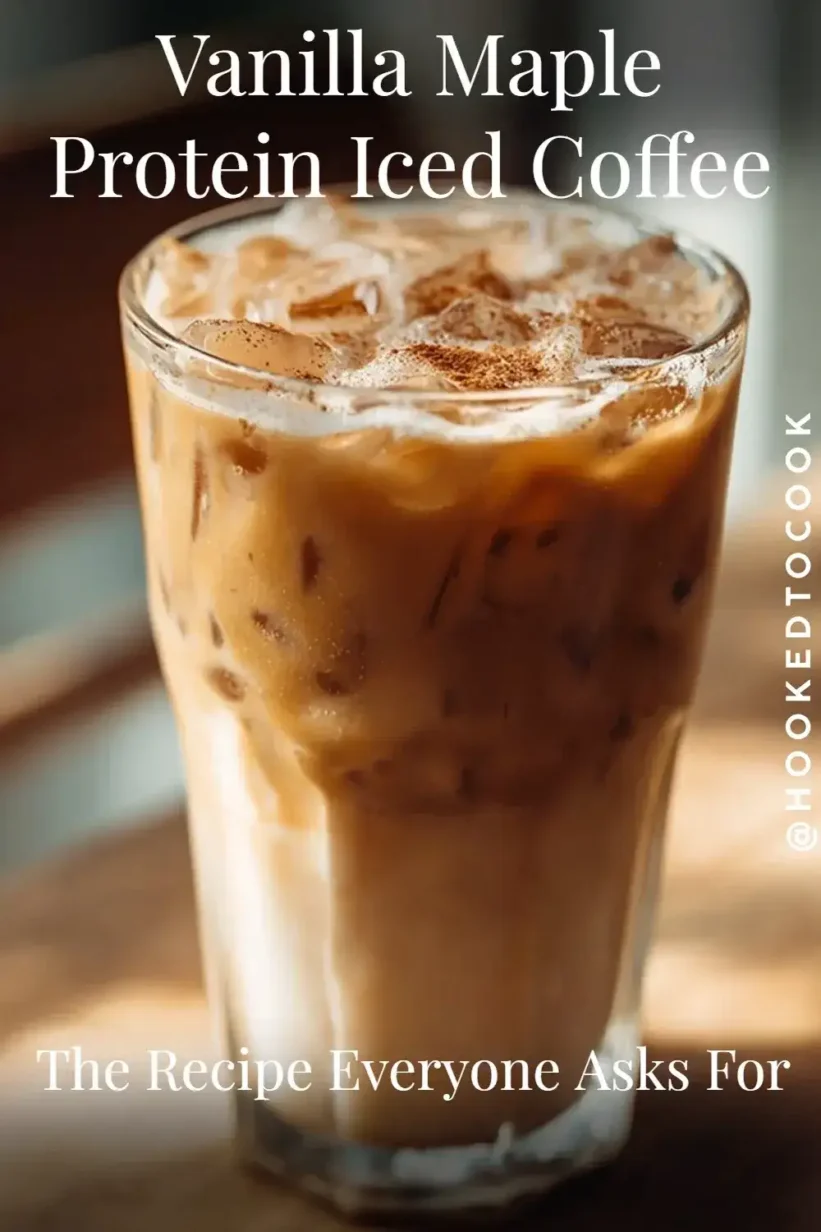 Refreshing Vanilla Maple Protein Iced Coffee, the perfect blend of flavor and nutrients.