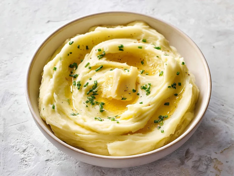 Creamy and buttery mashed potatoes served in a bowl