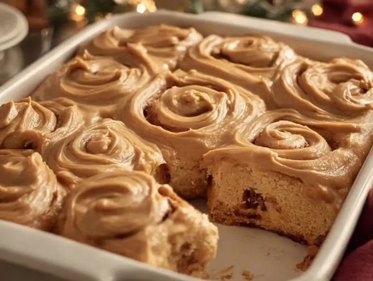 Delicious holiday cinnamon rolls with gingerbread frosting on top