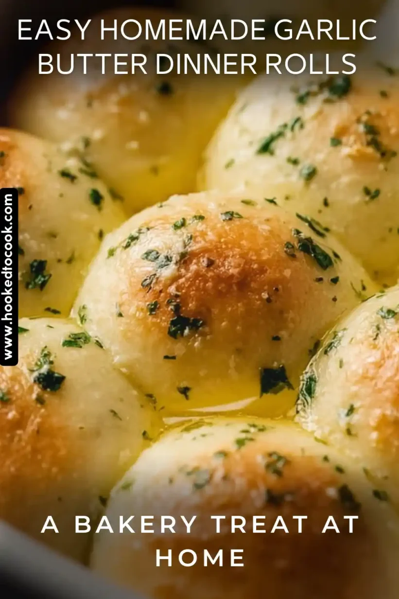 Freshly baked Easy Homemade Garlic Butter Dinner Rolls ready to serve.