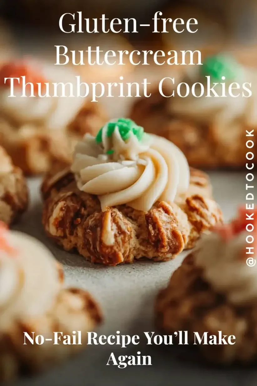 Delicious gluten-free buttercream thumbprint cookies, showcasing their charming design and sweet frosting.