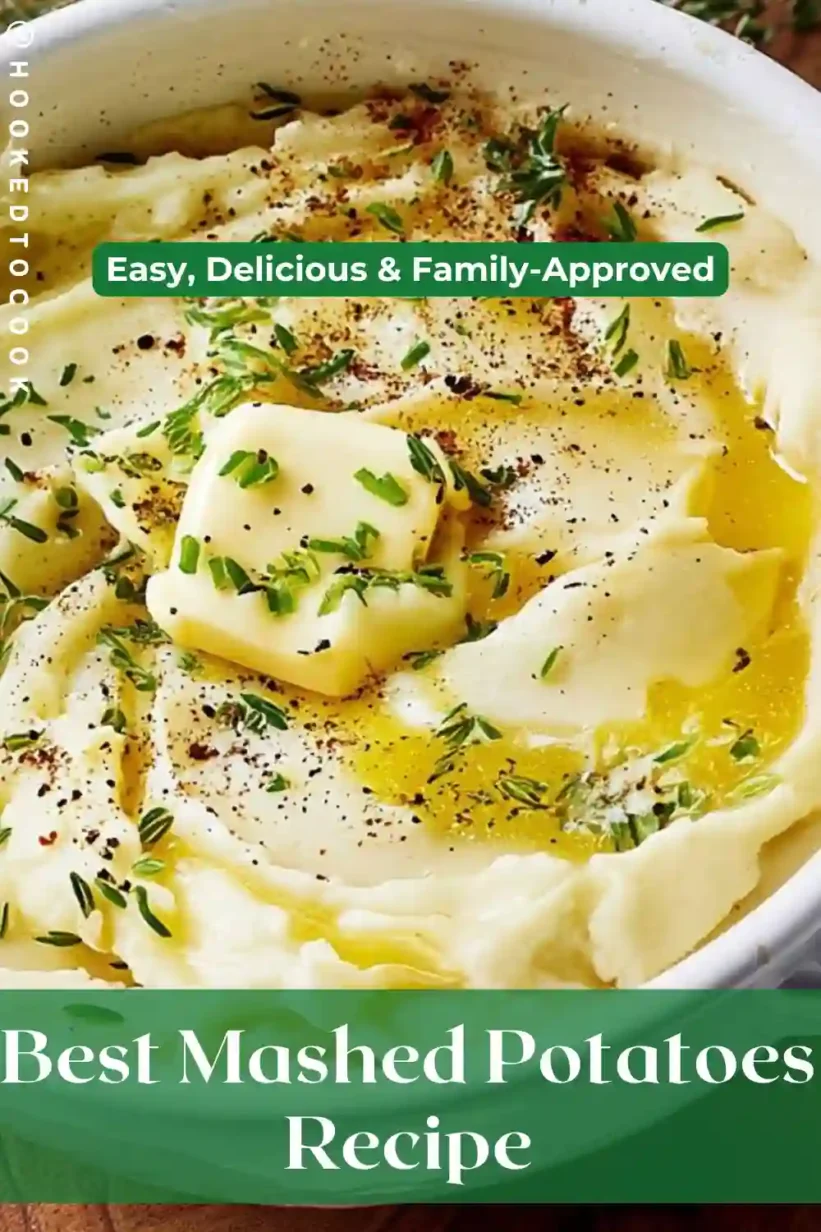 Creamy Best Mashed Potatoes Recipe topped with chives and butter.