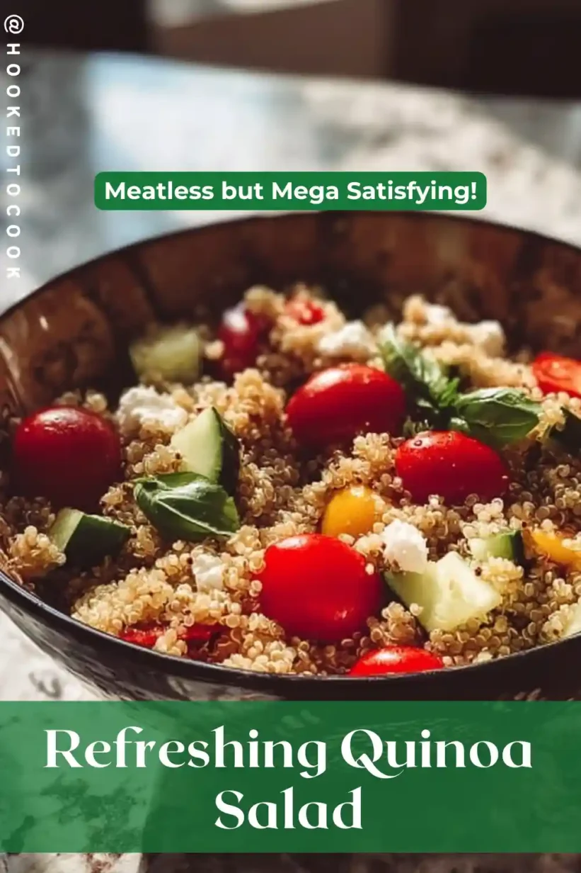 Quinoa Salad made with colorful vegetables and feta cheese, a fresh and healthy dish.