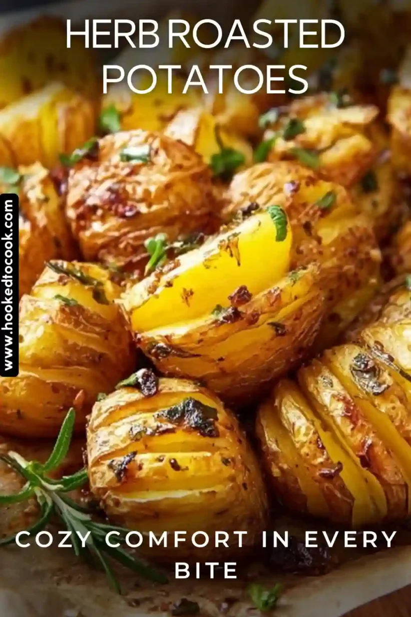 Herb Roasted Potatoes garnished with fresh herbs in a rustic bowl, showcasing the simplicity and flavor of the dish.