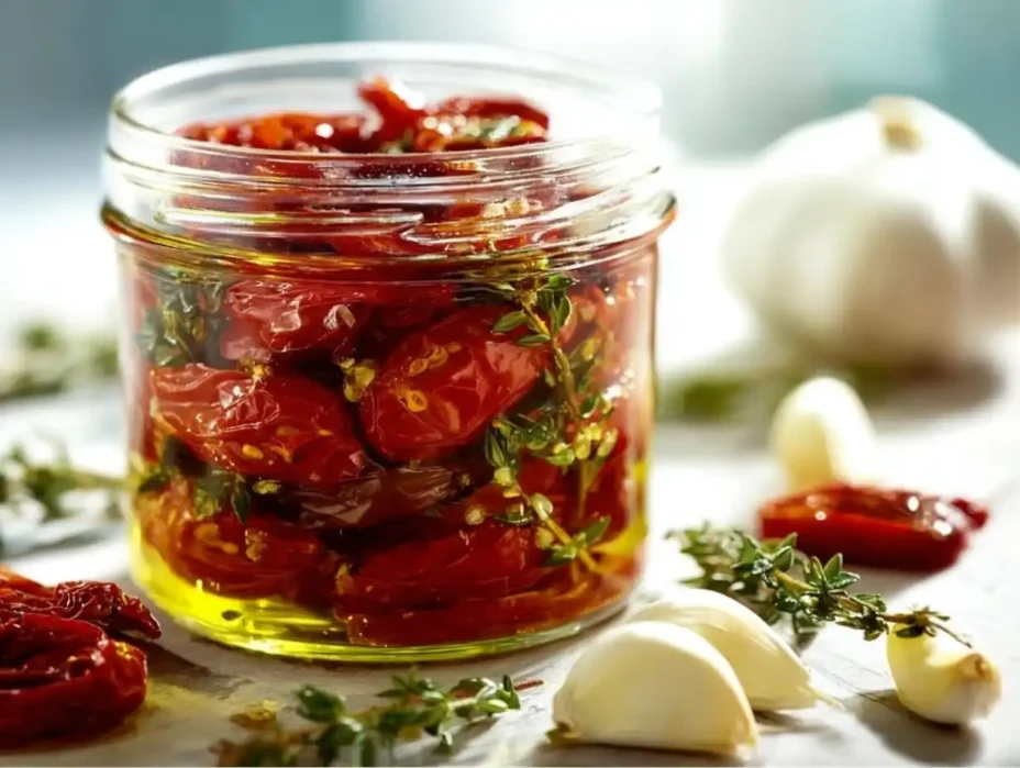 Oven sun-dried tomatoes ready for use in salads and pasta dishes