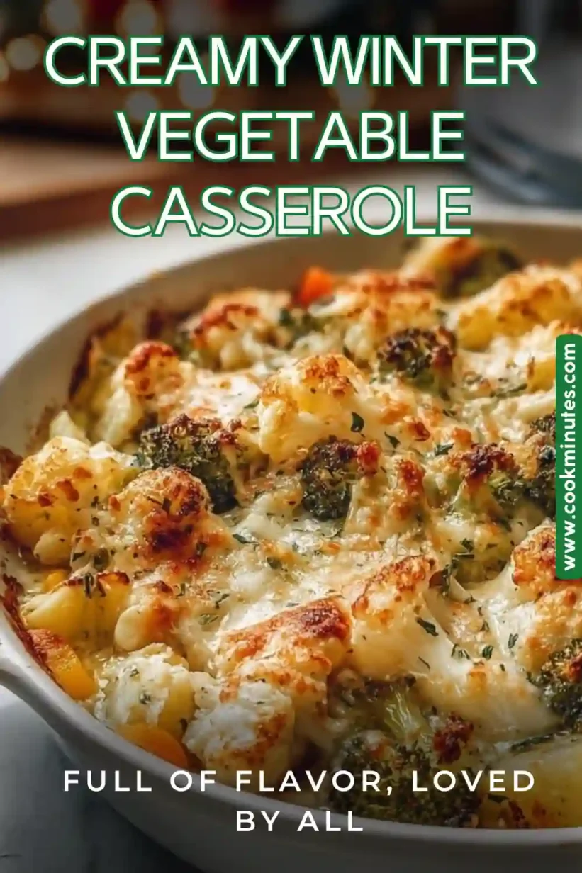 Delicious and colorful Creamy Winter Vegetable Casserole, perfect for cozy winter nights.