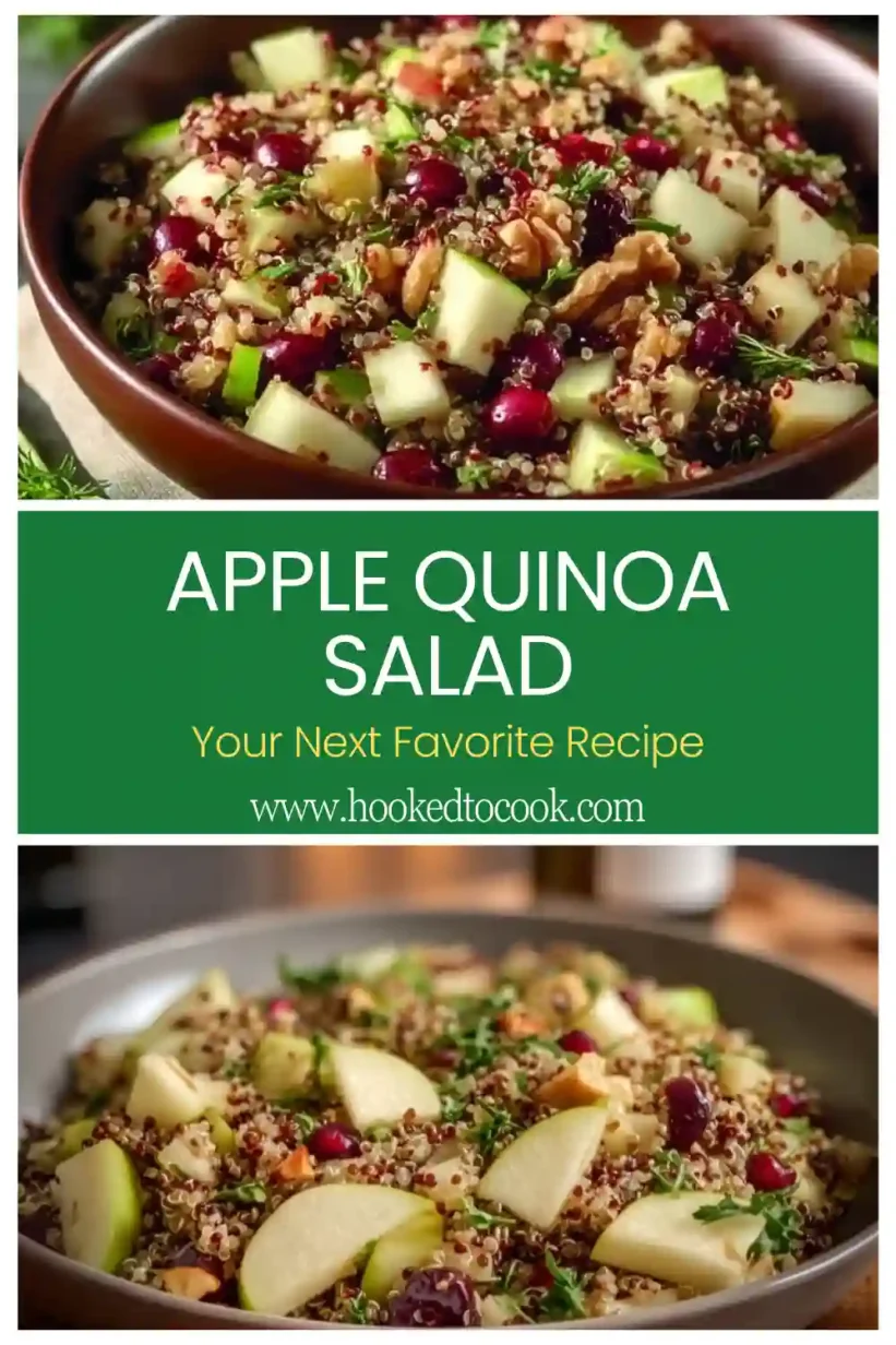 A healthy Apple Quinoa Salad, beautifully blended with apples, cranberries, and walnuts.