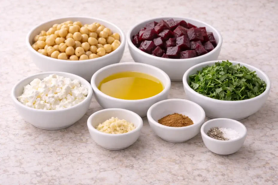 Chickpea Beet Feta Salad ingredients