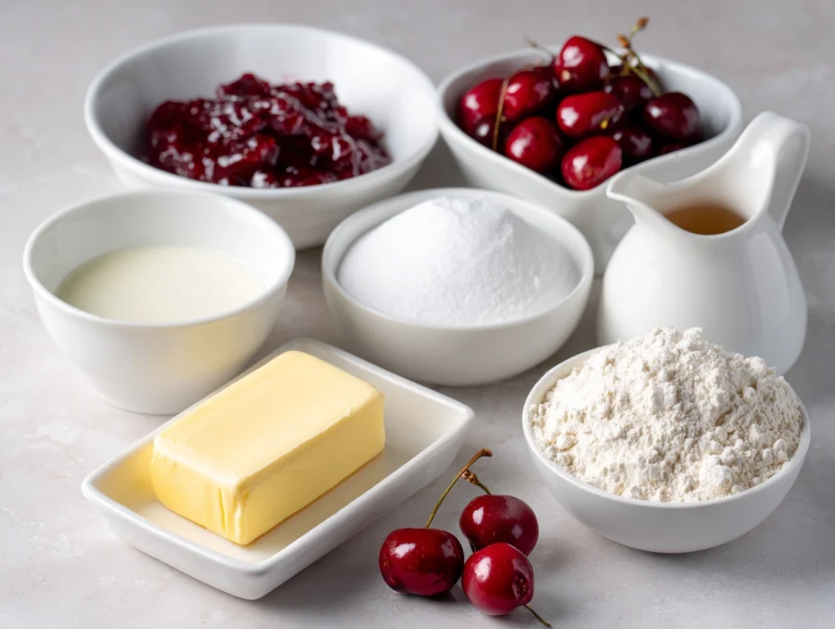 Festive Christmas Cherry Bars ingredients