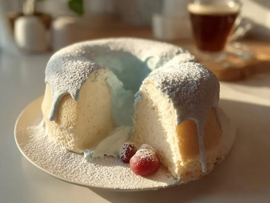 First Snow Lava Angel Cake, a chocolate lover's delight and a festive dessert. Experience pure bliss