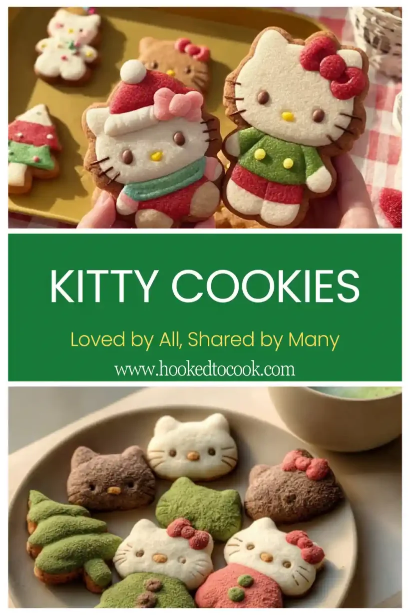 Cute Kitty Cookies with three flavors: original, matcha, and cocoa on display.