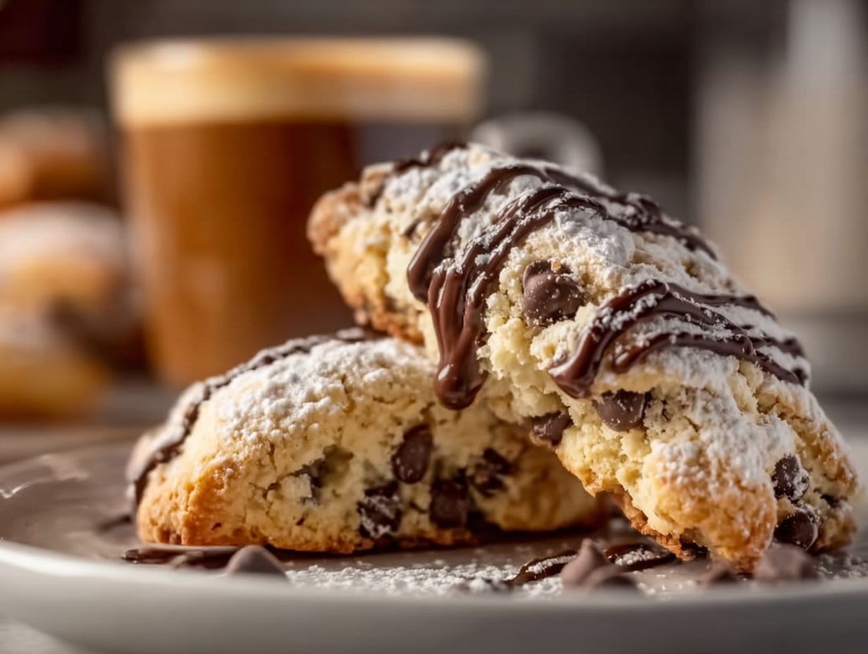 Cannoli Cookies, soft and delectable cookies filled with creamy ricotta and studded with mini chocolate chips. Perfect for dessert, these treats are a spin on the classic Italian pastry.